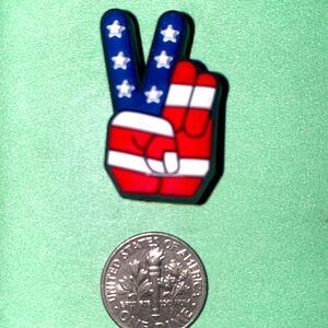 (10 for $15) Hand w/the Peace & Love ☮️ Sign w/a Flag Theme Crocs Shoes Charms